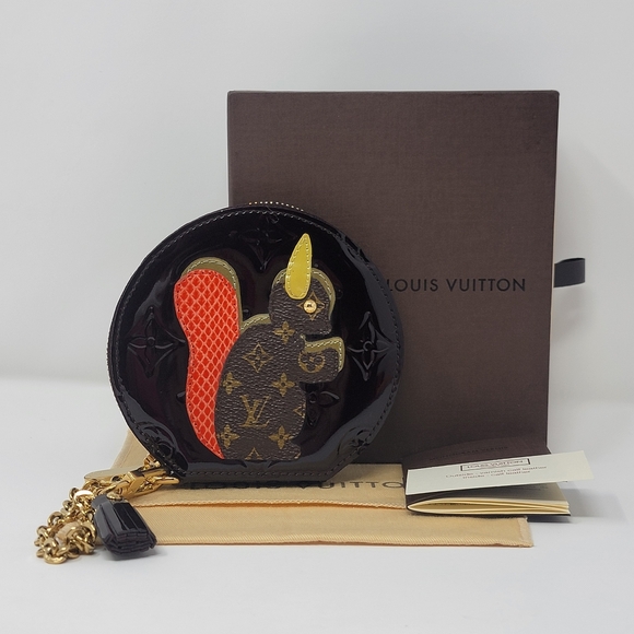 LOUIS VUITTON Monogram Vernis Animania Squirrel Coin Purse Wallet